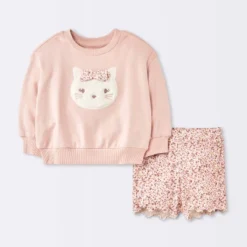 Baby Girls' 2pc Cat Applique Sweatshirt & Bike Shorts Set - Cloud Island™ Pink -Cloud Island Shop GUEST e29995dc f6c7 42d0 886f 3ce8c2f5ffb9