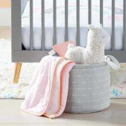 Medium Round Bin With Slub Stitching - Gray - Cloud Island™