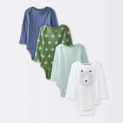Baby Boys' 4pk Bear Long Sleeve Bodysuits - Cloud Island™ Ivory/Blue/Green -Cloud Island Shop GUEST e66e3c05 7e02 4889 b5ea 6dbc4ad8f16e