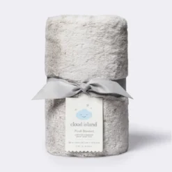 Solid Satin Edge Plush Blanket - Cloud Island™ Gray -Cloud Island Shop GUEST ef58fef4 d999 41d3 8f90 c10a880399a3