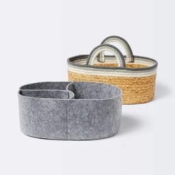 Braided Water Hyacinth Decorative Container With Coiled Rope Handles - Gray - Cloud Island™ -Cloud Island Shop GUEST fc794c5a a9d8 451f 886e 850875b4c360